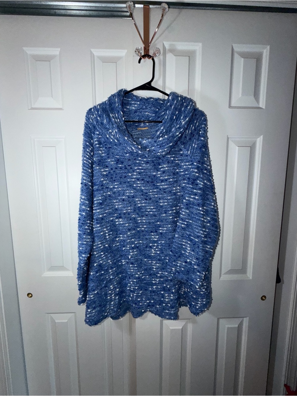 Ruby Rd. Blue Speckled Cowl Neck Sweater